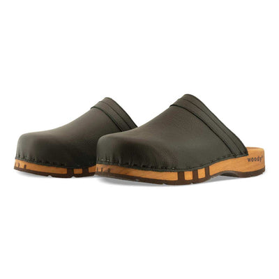 [Schwarz] Harry Herren Clogs mit biegsamer nachhaltiger holzsohle, farbe: schwarz, holzclogs woody, woody schuhe, woody shoes, handgemachte holzschuhe aus österreich, kärnten