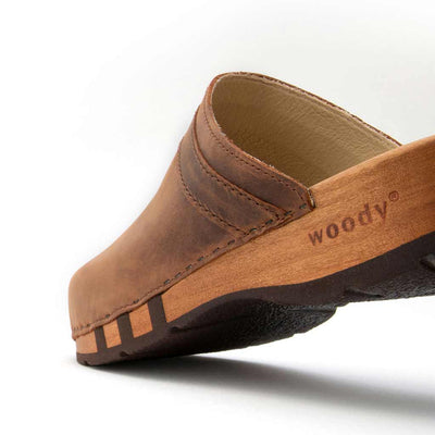 [Tabacco] Harry Herren Clogs mit biegsamer nachhaltiger holzsohle, farbe: tabacco-braun, holzclogs woody, woody schuhe, woody shoes, handgemachte holzschuhe aus österreich, kärnten