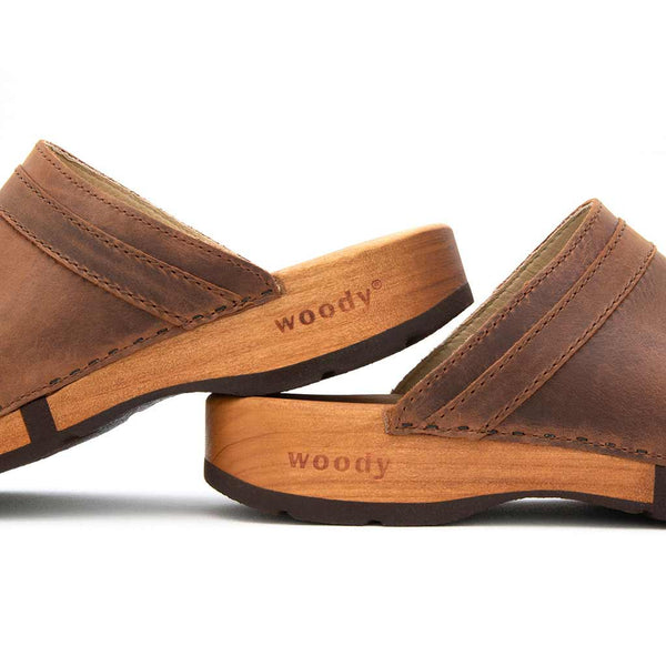[Tabacco] Harry Herren Clogs mit biegsamer nachhaltiger holzsohle, farbe: tabacco-braun, holzclogs woody, woody schuhe, woody shoes, handgemachte holzschuhe aus österreich, kärnten
