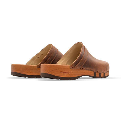 [Tabacco] Harry Herren Clogs mit biegsamer nachhaltiger holzsohle, farbe: tabacco-braun, holzclogs woody, woody schuhe, woody shoes, handgemachte holzschuhe aus österreich, kärnten