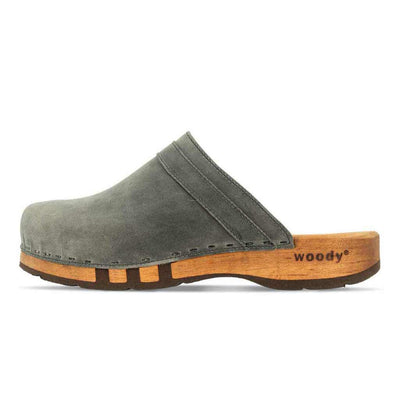 [Bleir] Harry Herren Clogs mit biegsamer nachhaltiger holzsohle, farbe: bleir (grau), holzclogs woody, woody schuhe, woody shoes, handgemachte holzschuhe aus österreich, kärnten