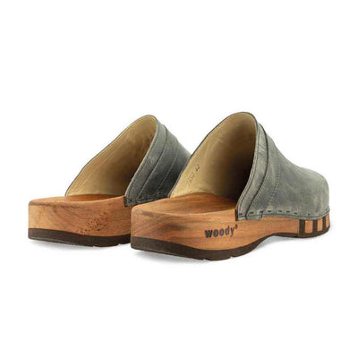 [Bleir] Harry Herren Clogs mit biegsamer nachhaltiger holzsohle, farbe: bleir (grau), holzclogs woody, woody schuhe, woody shoes, handgemachte holzschuhe aus österreich, kärnten