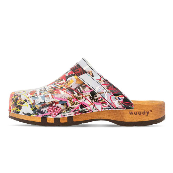 [Kaiser Franz Joseph] Harry Herren Clogs mit biegsamer nachhaltiger holzsohle, farbe: kaiser franz joseph (multicolor print), holzclogs woody, woody schuhe, woody shoes, handgemachte holzschuhe aus österreich, kärnten