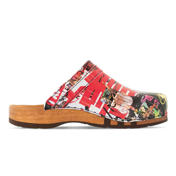 [Kaiser Franz Joseph] Harry Herren Clogs mit biegsamer nachhaltiger holzsohle, farbe: kaiser franz joseph (multicolor print), holzclogs woody, woody schuhe, woody shoes, handgemachte holzschuhe aus österreich, kärnten