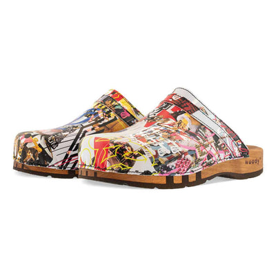 [Kaiser Franz Joseph] Harry Herren Clogs mit biegsamer nachhaltiger holzsohle, farbe: kaiser franz joseph (multicolor print), holzclogs woody, woody schuhe, woody shoes, handgemachte holzschuhe aus österreich, kärnten