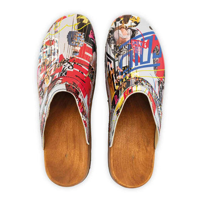 [Kaiser Franz Joseph] Harry Herren Clogs mit biegsamer nachhaltiger holzsohle, farbe: kaiser franz joseph (multicolor print), holzclogs woody, woody schuhe, woody shoes, handgemachte holzschuhe aus österreich, kärnten