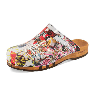 [Kaiser Franz Joseph] Harry Herren Clogs mit biegsamer nachhaltiger holzsohle, farbe: kaiser franz joseph (multicolor print), holzclogs woody, woody schuhe, woody shoes, handgemachte holzschuhe aus österreich, kärnten