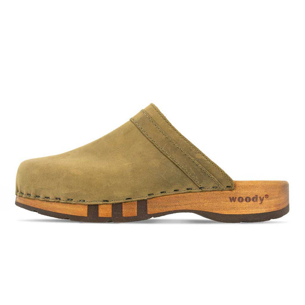 [Olivia] Harry Herren Clogs mit biegsamer nachhaltiger holzsohle, farbe: olivia (olivgrün), holzclogs woody, woody schuhe, woody shoes, handgemachte holzschuhe aus österreich, kärnten