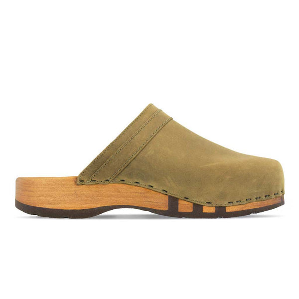 [Olivia] Harry Herren Clogs mit biegsamer nachhaltiger holzsohle, farbe: olivia (olivgrün), holzclogs woody, woody schuhe, woody shoes, handgemachte holzschuhe aus österreich, kärnten