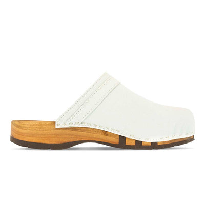 [Weiss] Harry Herren Clogs mit biegsamer nachhaltiger holzsohle, farbe: weiss, holzclogs woody, woody schuhe, woody shoes, handgemachte holzschuhe aus österreich, kärnten