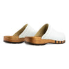 [Weiss] Harry Herren Clogs mit biegsamer nachhaltiger holzsohle, farbe: weiss, holzclogs woody, woody schuhe, woody shoes, handgemachte holzschuhe aus österreich, kärnten