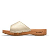 [Gold] Heidi Damen Clog Pantolette mit biegsamer nachhaltiger holzsohle, farbe: gold, holzclogs woody, woody schuhe, woody shoes, handgemachte holzschuhe aus österreich, kärnten