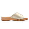 [Gold] Heidi Damen Clog Pantolette mit biegsamer nachhaltiger holzsohle, farbe: gold, holzclogs woody, woody schuhe, woody shoes, handgemachte holzschuhe aus österreich, kärnten