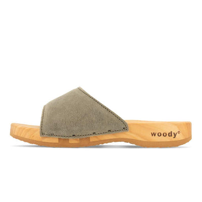 [Sand] Heidi Damen Clog Pantolette mit biegsamer nachhaltiger holzsohle, farbe: sand, holzclogs woody, woody schuhe, woody shoes, handgemachte holzschuhe aus österreich, kärnten