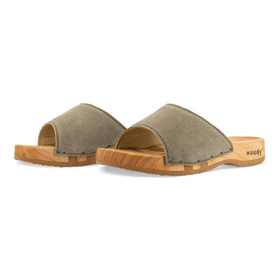 [Sand] Heidi Damen Clog Pantolette mit biegsamer nachhaltiger holzsohle, farbe: sand, holzclogs woody, woody schuhe, woody shoes, handgemachte holzschuhe aus österreich, kärnten