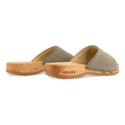 [Sand] Heidi Damen Clog Pantolette mit biegsamer nachhaltiger holzsohle, farbe: sand, holzclogs woody, woody schuhe, woody shoes, handgemachte holzschuhe aus österreich, kärnten