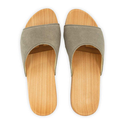 [Sand] Heidi Damen Clog Pantolette mit biegsamer nachhaltiger holzsohle, farbe: sand, holzclogs woody, woody schuhe, woody shoes, handgemachte holzschuhe aus österreich, kärnten
