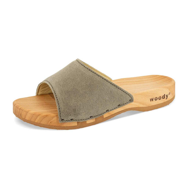 [Sand] Heidi Damen Clog Pantolette mit biegsamer nachhaltiger holzsohle, farbe: sand, holzclogs woody, woody schuhe, woody shoes, handgemachte holzschuhe aus österreich, kärnten