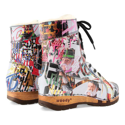 [Kaiser Franz Joseph] Heike Damen Clog Stiefelette, clog lammfell gefütterter clog stiefel damen mit biegsamer nachhaltiger holzsohle, farbe: kaiser franz joseph (multicolor), holzclogs woody, woody schuhe, woody shoes, handgemachte holzschuhe aus österreich, kärnten