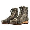 [Noirgold] Heike Damen Clog Stiefelette, clog lammfell gefütterter clog stiefel damen mit biegsamer nachhaltiger holzsohle, holzclogs woody, woody schuhe, woody shoes, handgemachte holzschuhe aus österreich, kärnten, farbe: noirgold (gold mit schwarzen cracks)