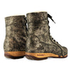 [Noirgold] Heike Damen Clog Stiefelette, clog lammfell gefütterter clog stiefel damen mit biegsamer nachhaltiger holzsohle, holzclogs woody, woody schuhe, woody shoes, handgemachte holzschuhe aus österreich, kärnten, farbe: noirgold (gold mit schwarzen cracks)