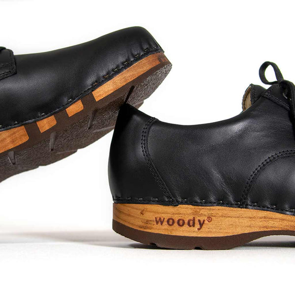 [Schwarz] Jan Herren Clog Halbschuh, leder gefüttert, winter, sommer oder ganzjahres, herren clogs, holzclogs. woody holzschuhe, farbe: schwarz
