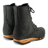 [Nero (Wollfutter)] Herta Damen Clog Stiefelette mit biegsamer nachhaltiger holzsohle, farbe: nero, holzclogs woody, woody schuhe, woody shoes, handgemachte holzschuhe aus österreich, kärnten