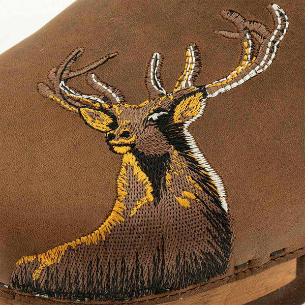 [Tabacco] Hubertus Herren Clog mit Stick, biegsame nachhaltige holzsohle, farbe: tabacco (braun), holzclogs woody, woody schuhe, woody shoes, handgemachte holzschuhe aus österreich, kärnten