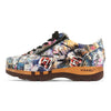 [Sex & Rock'n'Roll] Jack Herren Clog Sneaker mit biegsamer nachhaltiger holzsohle, farbe: weiss (multicolor-print urban style), holzclogs woody, woody schuhe, woody shoes, handgemachte holzschuhe aus österreich, kärnten