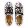 [Sex & Rock'n'Roll] Jack Herren Clog Sneaker mit biegsamer nachhaltiger holzsohle, farbe: weiss (multicolor-print urban style), holzclogs woody, woody schuhe, woody shoes, handgemachte holzschuhe aus österreich, kärnten