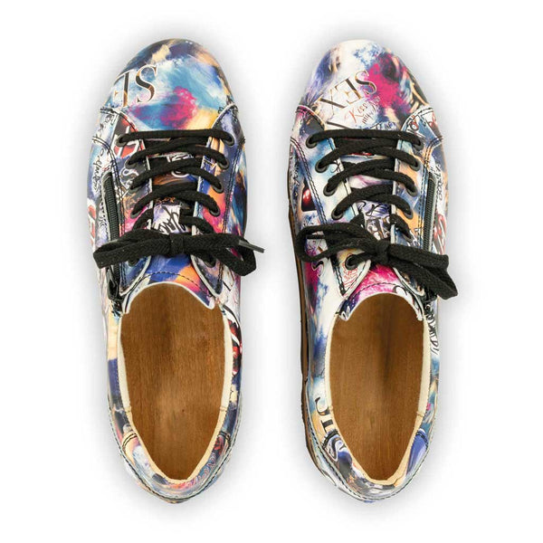 [Sex & Rock'n'Roll] Jack Herren Clog Sneaker mit biegsamer nachhaltiger holzsohle, farbe: weiss (multicolor-print urban style), holzclogs woody, woody schuhe, woody shoes, handgemachte holzschuhe aus österreich, kärnten