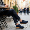 [Navy] Jack Herren Clog Sneaker mit biegsamer nachhaltiger holzsohle, holzclogs woody, woody schuhe, woody shoes, handgemachte holzschuhe aus österreich, kärnten,  farbe: navi (blau)