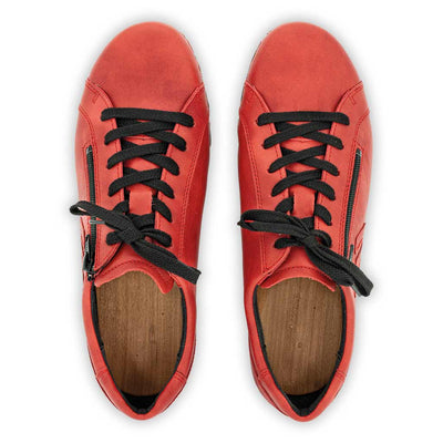 [Rosso] Jack Herren Clog Sneaker mit biegsamer nachhaltiger holzsohle, farbe: rosso (glattleder rot), holzclogs woody, woody schuhe, woody shoes, handgemachte holzschuhe aus österreich, kärnten