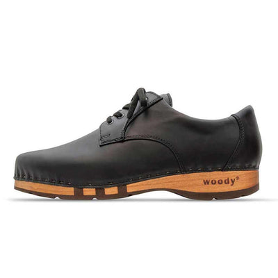 [Schwarz] Jan Herren Clog Halbschuh, leder gefüttert, winter, sommer oder ganzjahres, herren clogs, holzclogs. woody holzschuhe, farbe: schwarz