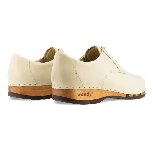 [Creme] Jan Herren Clog Halbschuh, Herren Clogs Sneaker, Herrenclog Sneaker woody, Holzschuh, Holz Clog, Holzsohle. biegsame flexible Holzsohle, Farbe: Creme