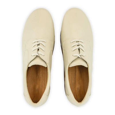[Creme] Jan Herren Clog Halbschuh, Herren Clogs Sneaker, Herrenclog Sneaker woody, Holzschuh, Holz Clog, Holzsohle. biegsame flexible Holzsohle, Farbe: Creme