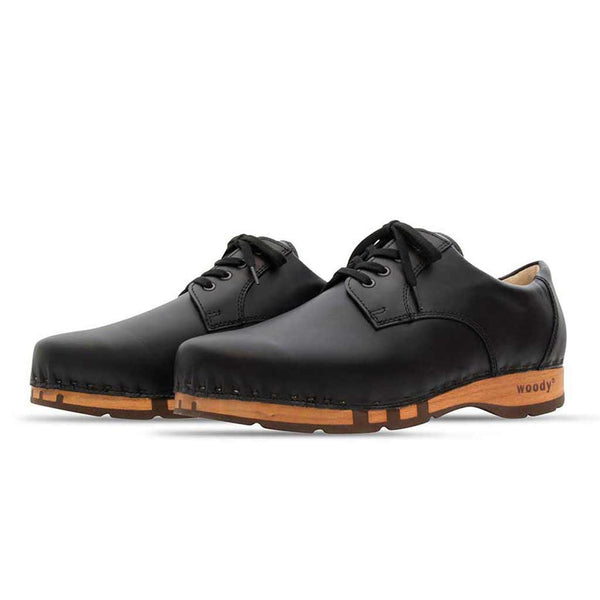 [Schwarz] Jan Herren Clog Halbschuh, leder gefüttert, winter, sommer oder ganzjahres, herren clogs, holzclogs. woody holzschuhe, farbe: schwarz