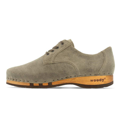 [Sand] Jan Herren Clog Halbschuh, Herren Clogs Sneaker, Herrenclog Sneaker woody, Holzschuh, Holz Clog, Holzsohle. biegsame flexible Holzsohle, Farbe: Sand