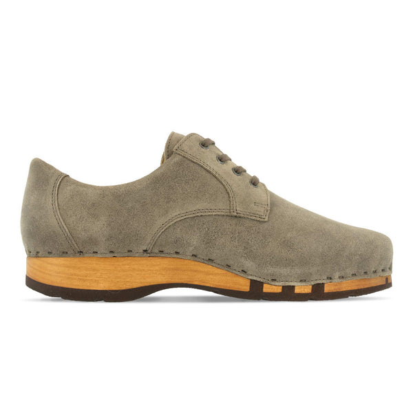 [Sand] Jan Herren Clog Halbschuh, Herren Clogs Sneaker, Herrenclog Sneaker woody, Holzschuh, Holz Clog, Holzsohle. biegsame flexible Holzsohle, Farbe: Sand