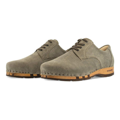 [Sand] Jan Herren Clog Halbschuh, Herren Clogs Sneaker, Herrenclog Sneaker woody, Holzschuh, Holz Clog, Holzsohle. biegsame flexible Holzsohle, Farbe: Sand
