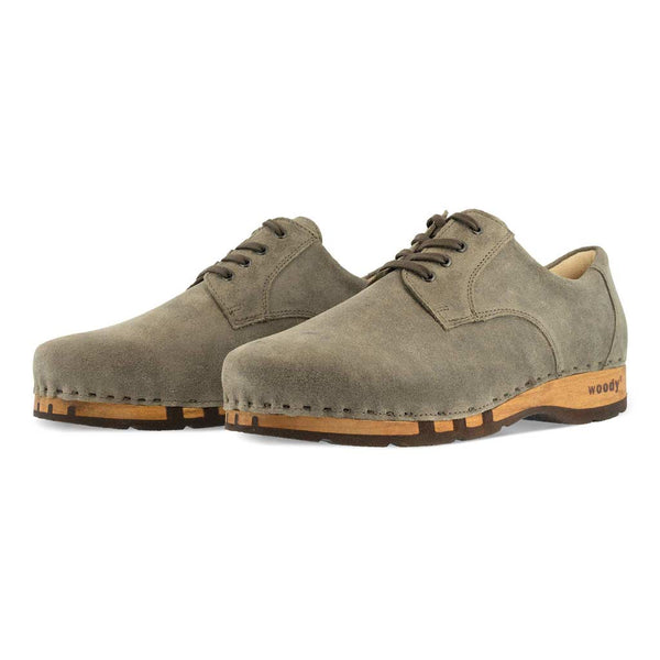 [Sand] Jan Herren Clog Halbschuh, Herren Clogs Sneaker, Herrenclog Sneaker woody, Holzschuh, Holz Clog, Holzsohle. biegsame flexible Holzsohle, Farbe: Sand