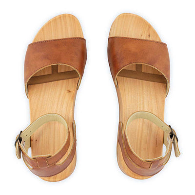 [Safor] Jana Damen Clog Sandale mit biegsamer nachhaltiger holzsohle, farbe: safor (braun), holzclogs woody, woody schuhe, woody shoes, handgemachte holzschuhe aus österreich, kärnten