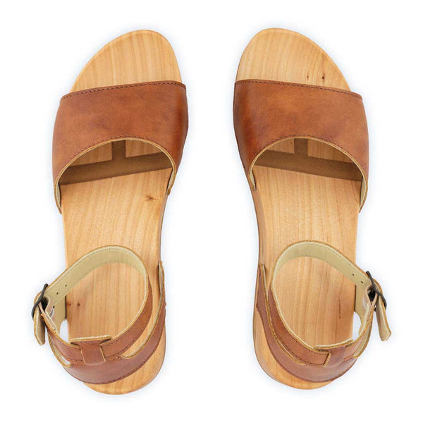 [Safor] Jana Damen Clog Sandale mit biegsamer nachhaltiger holzsohle, farbe: safor (braun), holzclogs woody, woody schuhe, woody shoes, handgemachte holzschuhe aus österreich, kärnten