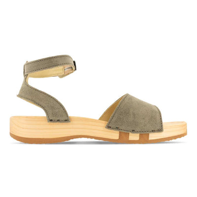 [Sand] Jana Damen Clog Sandale mit biegsamer nachhaltiger holzsohle, farbe: sand-warm_grey, holzclogs woody, woody schuhe, woody shoes, handgemachte holzschuhe aus österreich, kärnten