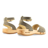 [Sand] Jana Damen Clog Sandale mit biegsamer nachhaltiger holzsohle, farbe: sand-warm_grey, holzclogs woody, woody schuhe, woody shoes, handgemachte holzschuhe aus österreich, kärnten