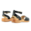 [Schwarz] Jana Damen Clog Sandale mit biegsamer nachhaltiger holzsohle, farbe: schwarz, holzclogs woody, woody schuhe, woody shoes, handgemachte holzschuhe aus österreich, kärnten