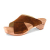 [Hazelnut] Juna Damen Clog Pantolette, farbe: hazelnut (braun), clog pantoletten damen mit biegsamer nachhaltiger weidenholzsohle, holzclogs woody, woody schuhe, woody shoes, handgemachte holzschuhe aus österreich, kärnten