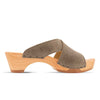 [Sand] Juna Damen Clog Pantolette, farbe: sand (warm grey), clog pantoletten damen mit biegsamer nachhaltiger weidenholzsohle, holzclogs woody, woody schuhe, woody shoes, handgemachte holzschuhe aus österreich, kärnten