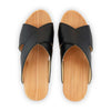 [Schwarz] Juna Damen Clog Pantolette, farbe: schwarz, clog pantoletten damen mit biegsamer nachhaltiger weidenholzsohle, holzclogs woody, woody schuhe, woody shoes, handgemachte holzschuhe aus österreich, kärnten