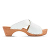 [Weiss] Juna Damen Clog Pantolette, farbe: weiss, clog pantoletten damen mit biegsamer nachhaltiger weidenholzsohle, holzclogs woody, woody schuhe, woody shoes, handgemachte holzschuhe aus österreich, kärnten